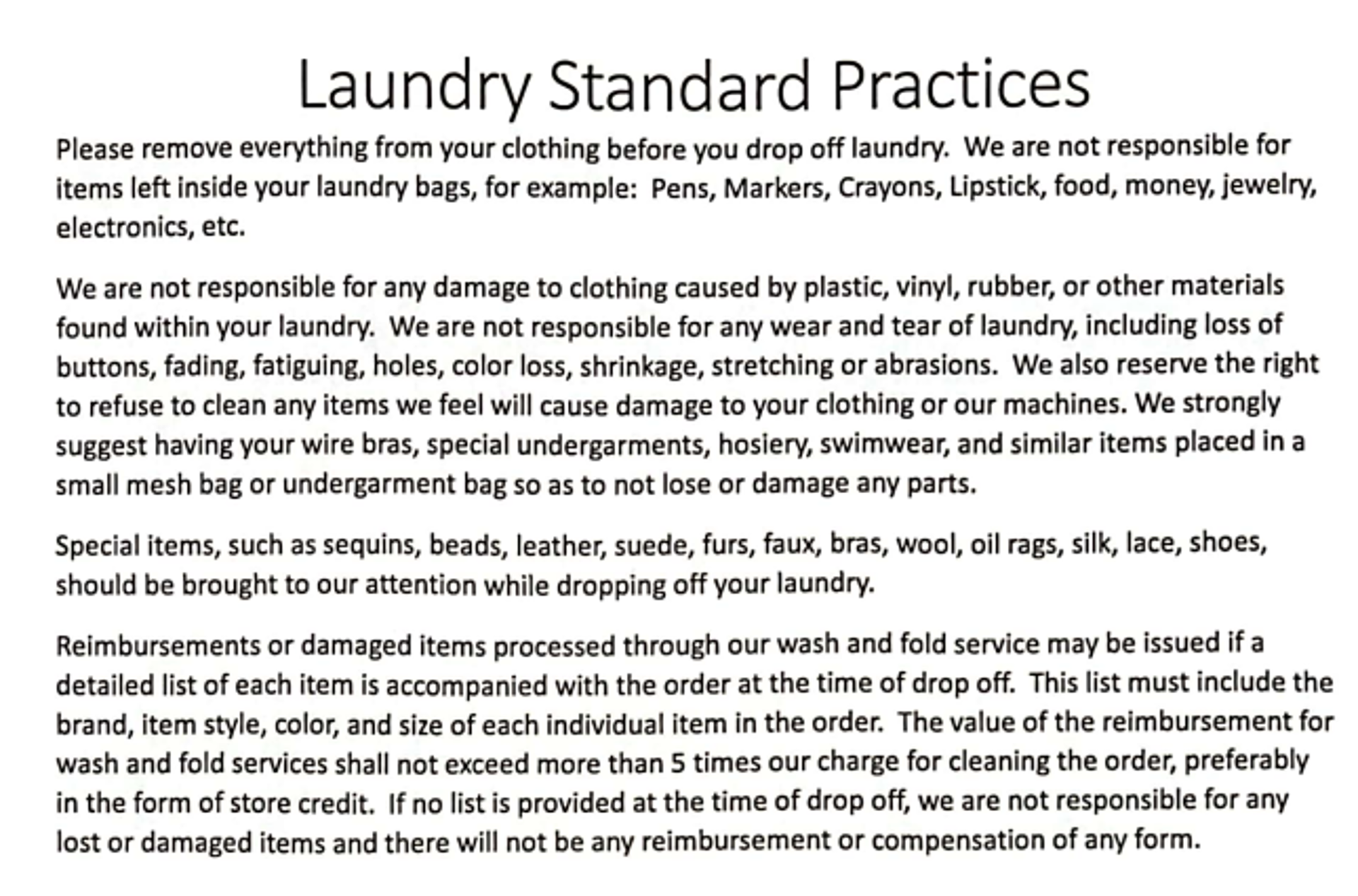 Laney's Policies